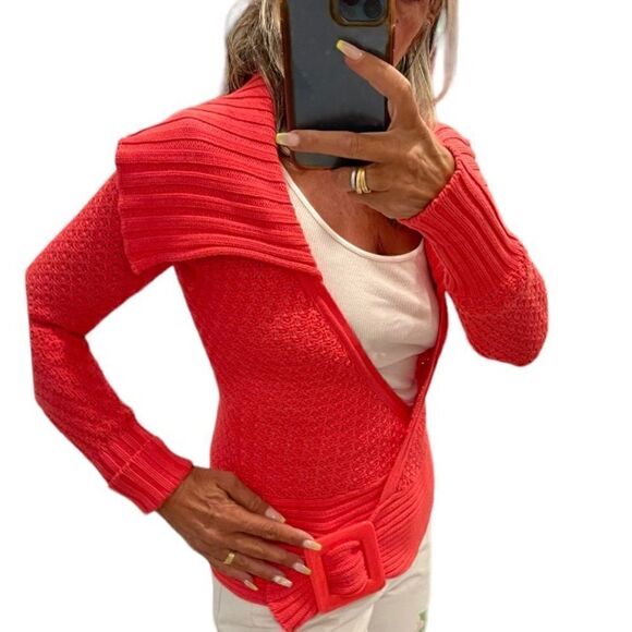Cache Side Bucket Open Wrap Knit Cardigan.Size S - Picture 2 of 16